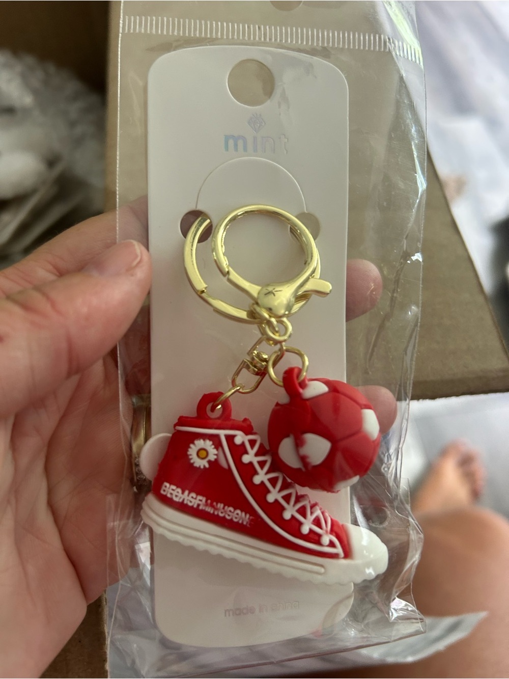 4/$50 Red Sneaker Keychain with Daisy Charm